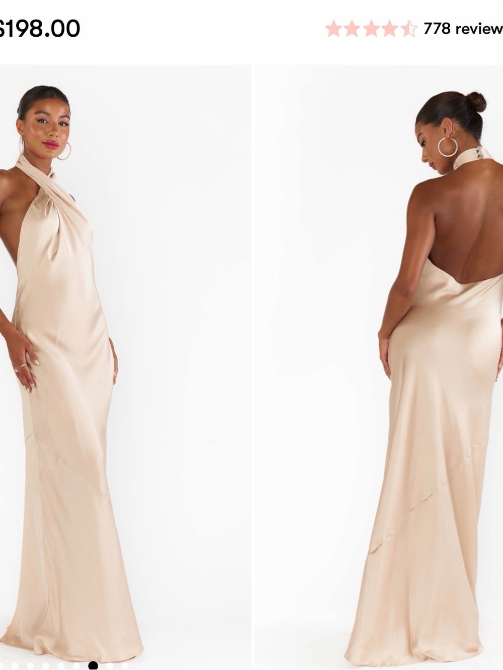 Show Me Your MuMu Champagne Satin Halter Backless Gown